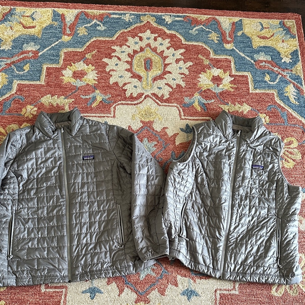 BUNDLE!! Patagonia silver vest and nano puff coat! Xxl